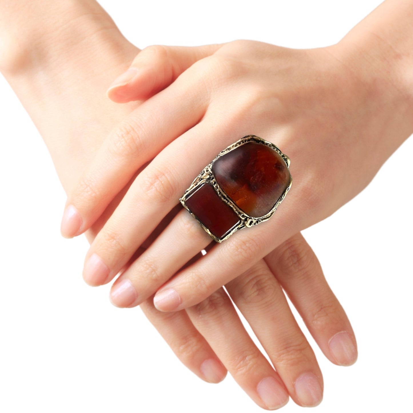 Carnelian Chunky Large Stone Ring, Big Statement Oversized Huge Cocktail Ring