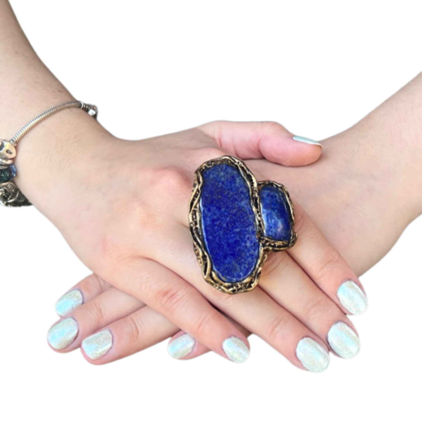 Chunky Lapis Lazuli Ring - Modern Blue Statement Jewelry