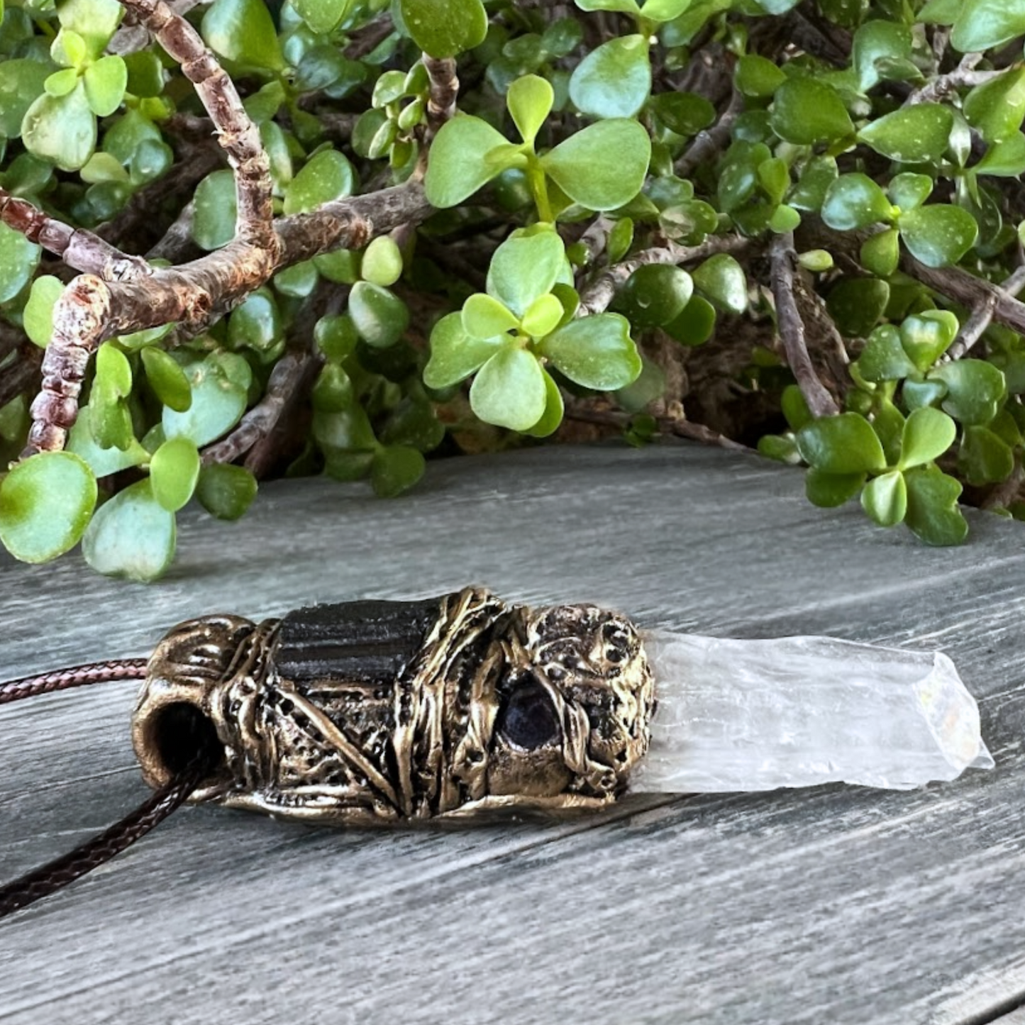 Empath Protection Necklace with Black Tourmaline, Calcite, and Amethyst