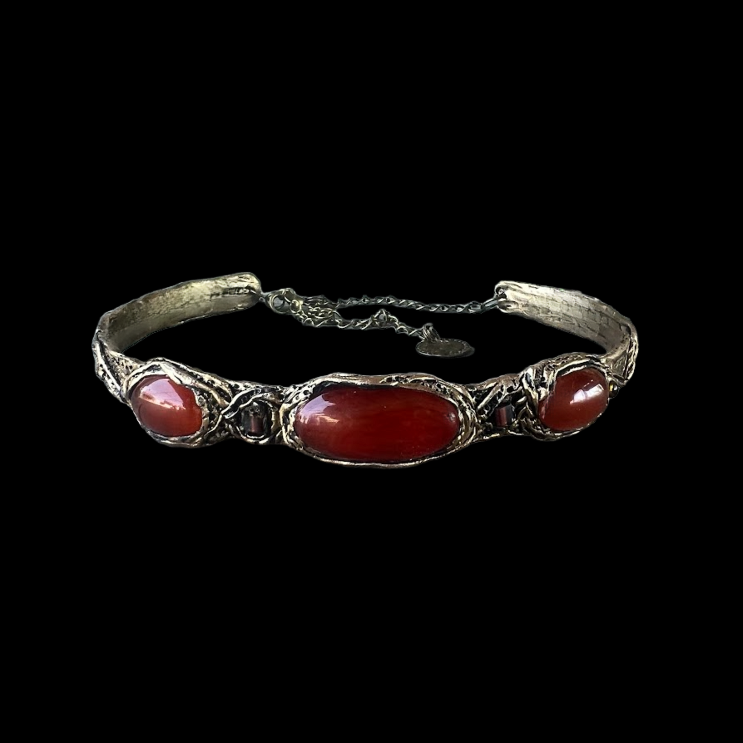 Carnelian Statement Chunky Ring - Bold Double Finger Cocktail Jewelry