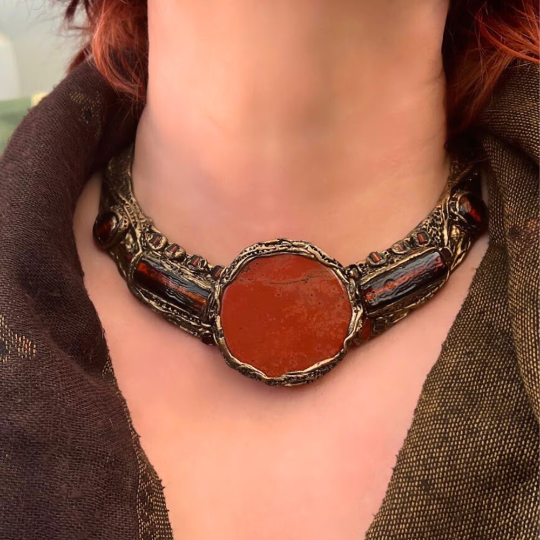 Huge Oversized Round Red Jasper Ring - Chunky Stone Statement Jewelry