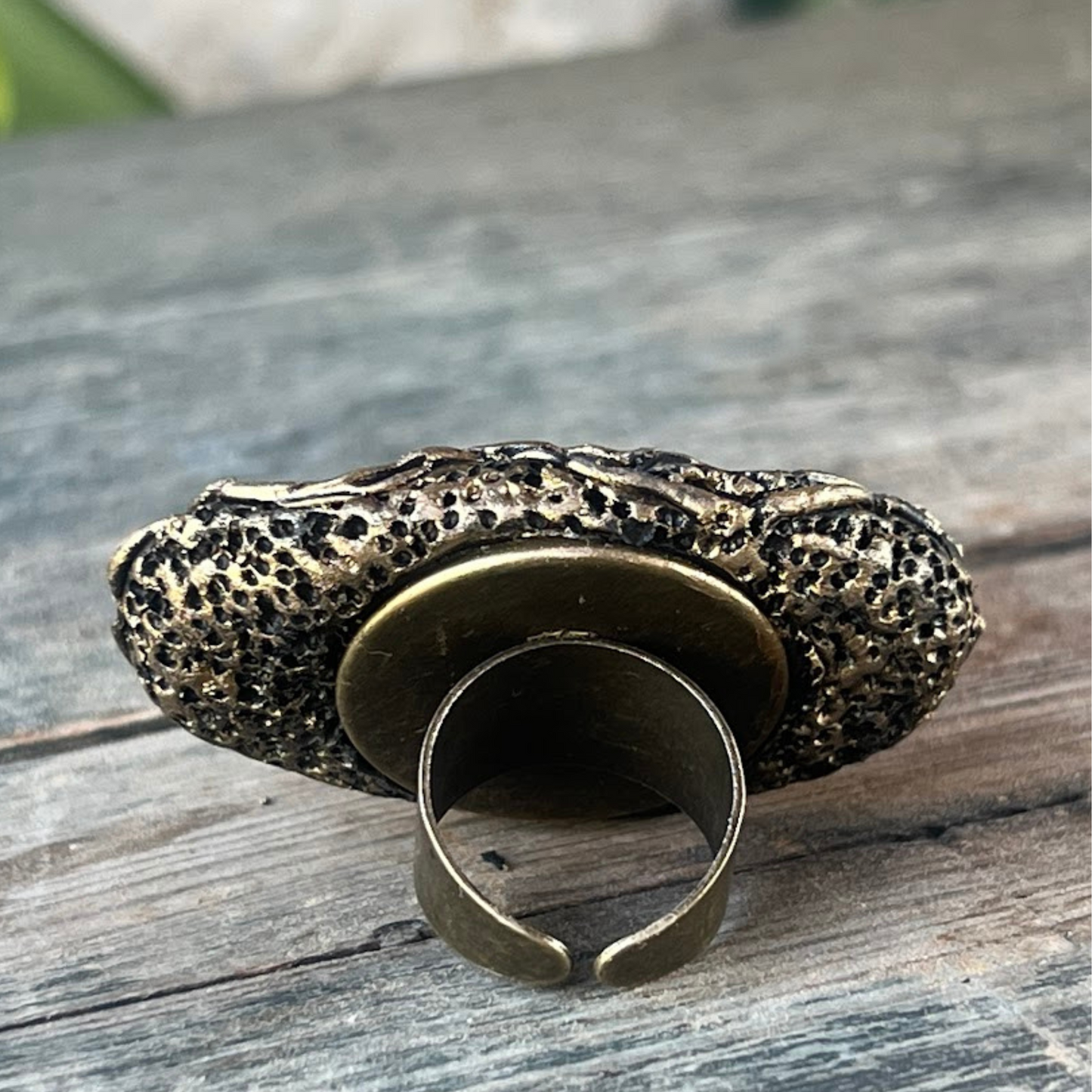 Statement Black Septarian Ring - Chunky Gemstone Cocktail Ring