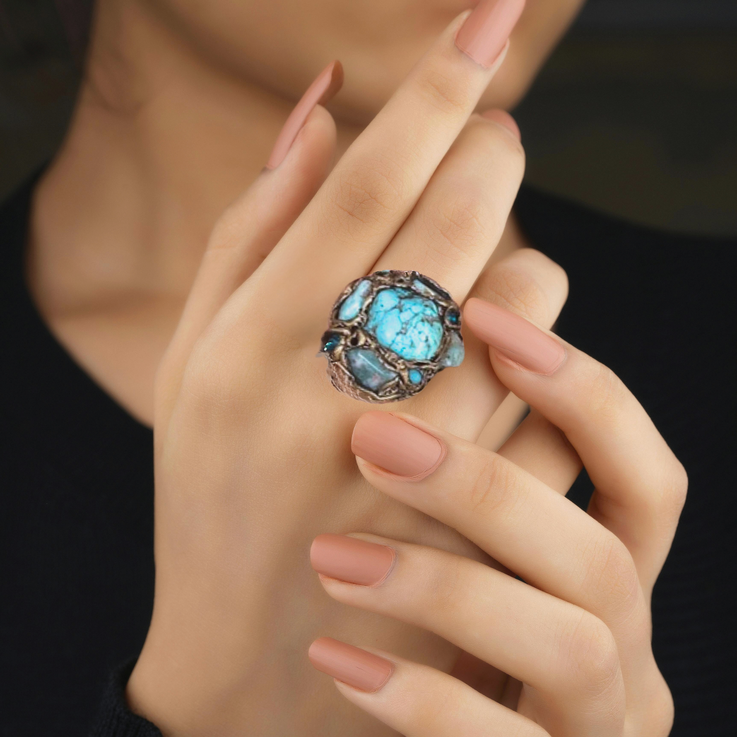Turquoise bracelet, gemstone Boho cuff