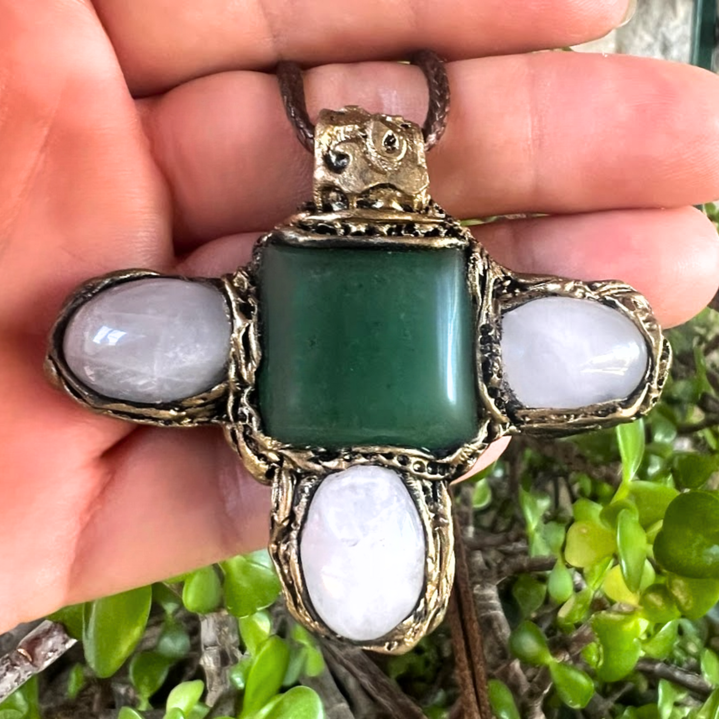 Rose Quartz Green Aventurine Necklace - Crystal Healing Pendant