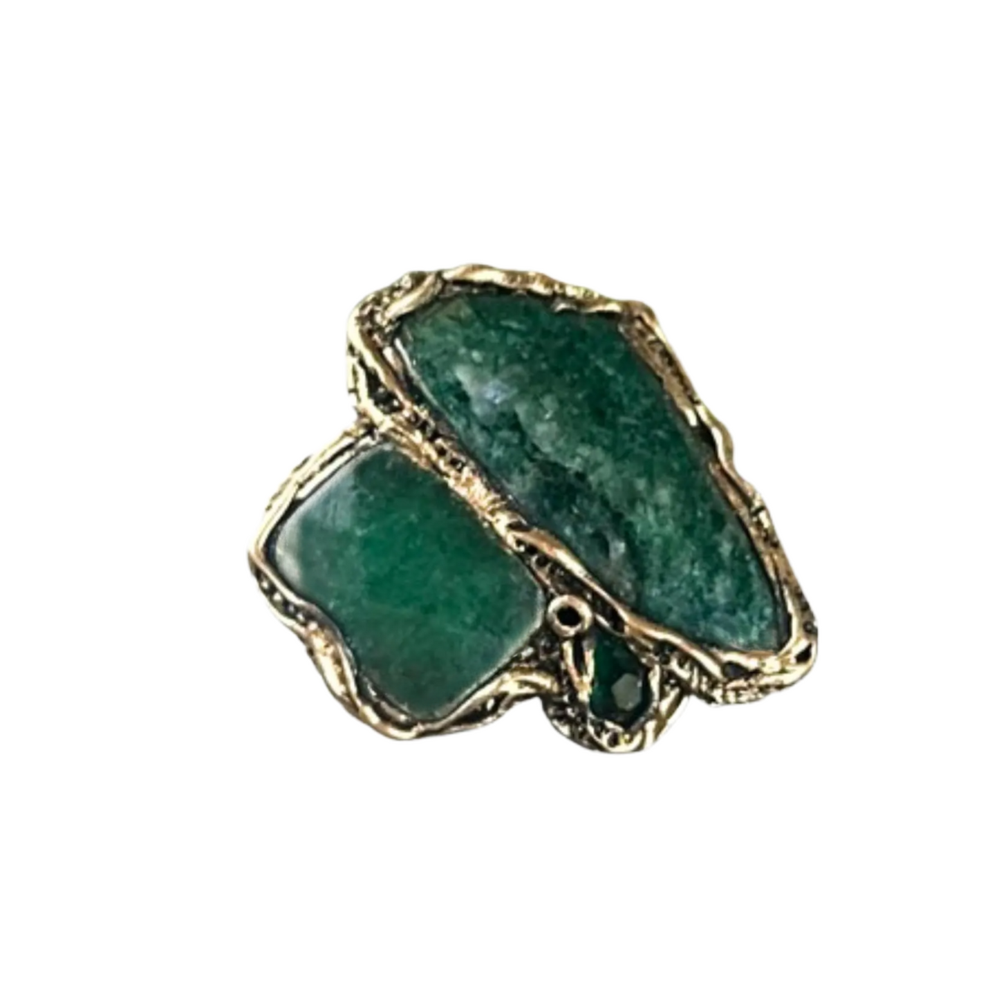 Chunky Green Stone Ring - Aventurine Jade Bold Statement Gemstone Jewelry