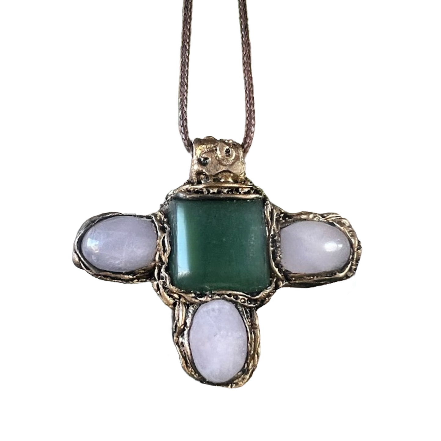 Rose Quartz Green Aventurine Necklace - Crystal Healing Pendant