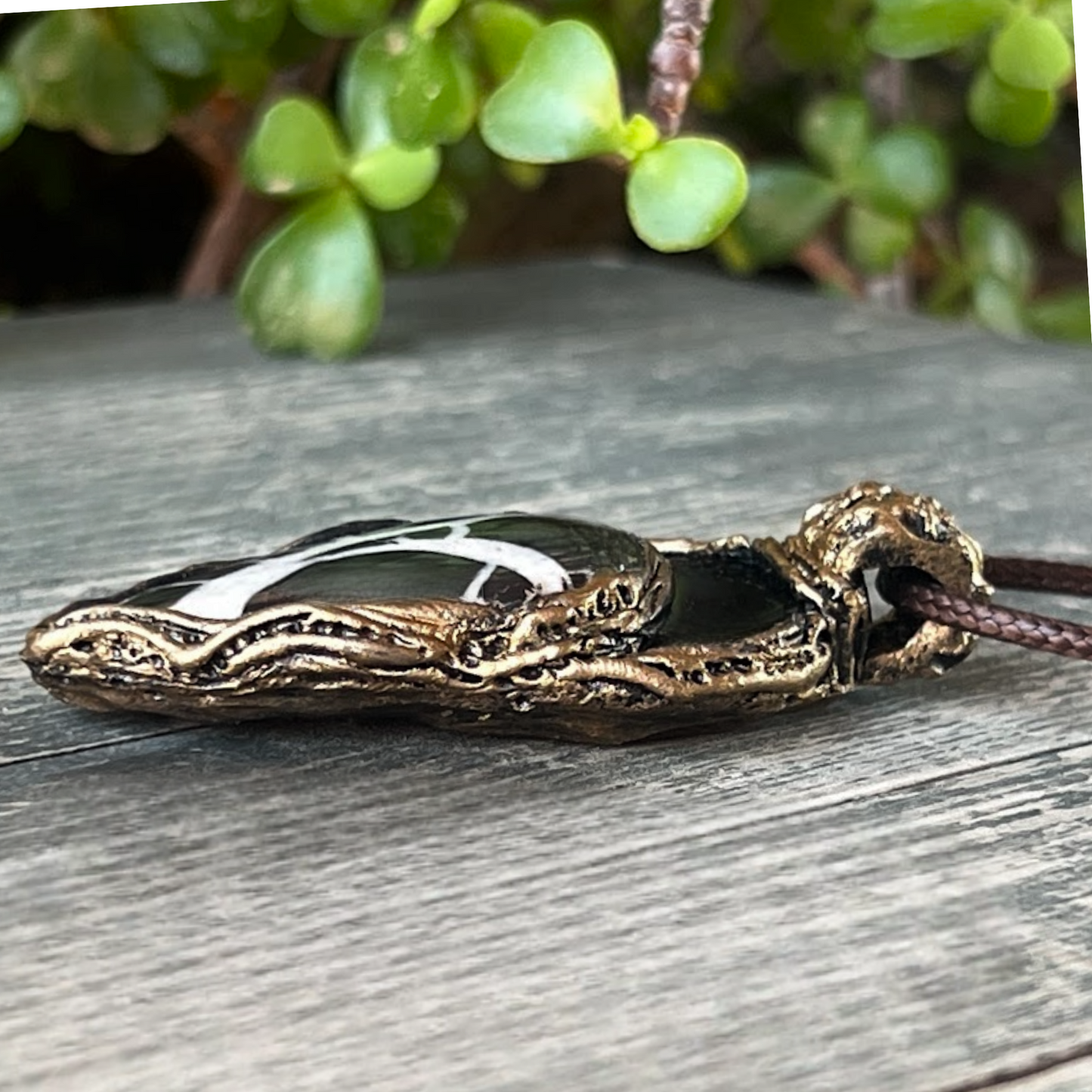 Obsidian Septarian Necklace, Empath Protection Pendant, Black and White Jewelry