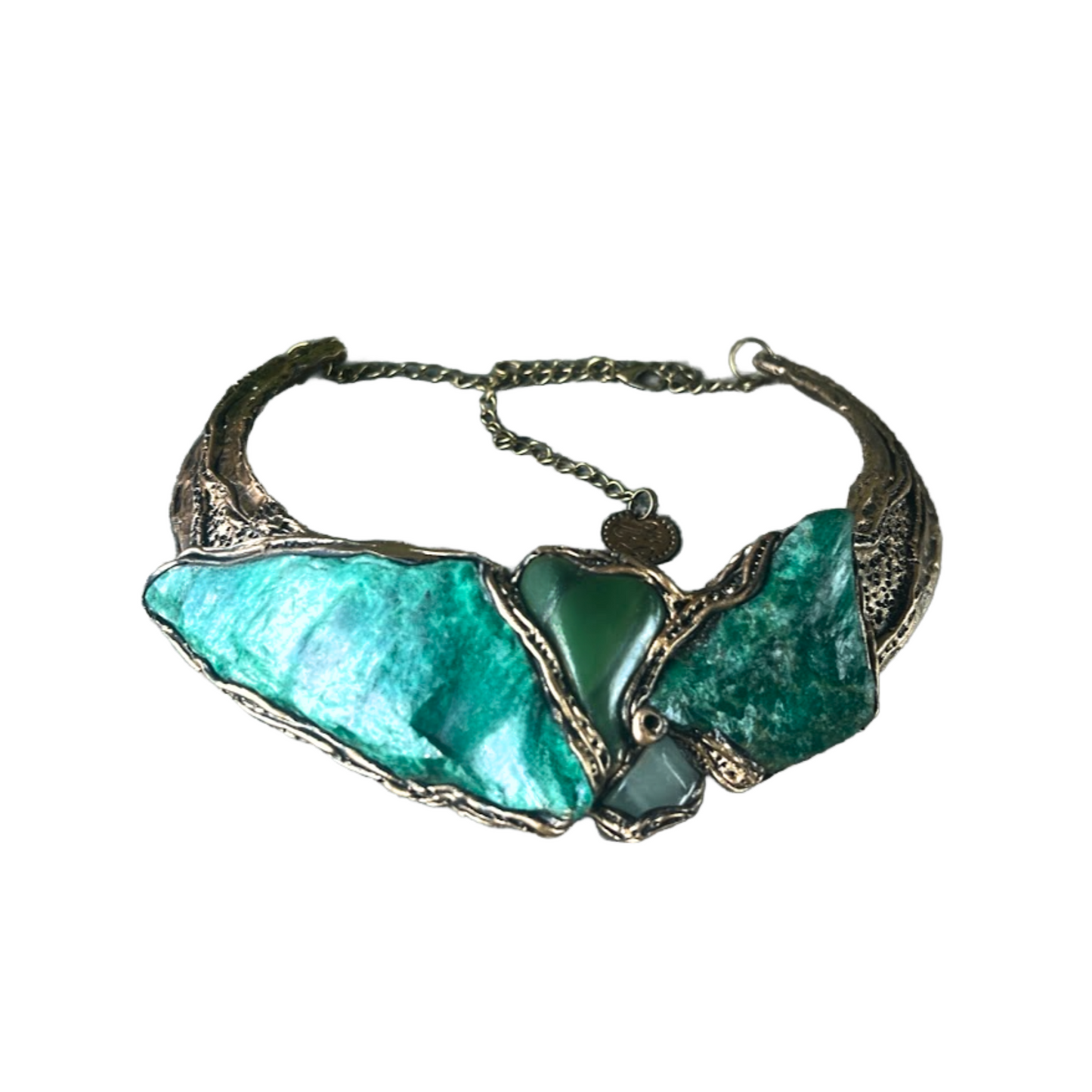 Green Gemstone Chunky Choker Collar Necklace | Aventurine & Buddstone Jewelry