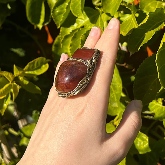 Carnelian Chunky Large Stone Ring, Big Statement Oversized Huge Cocktail Ring