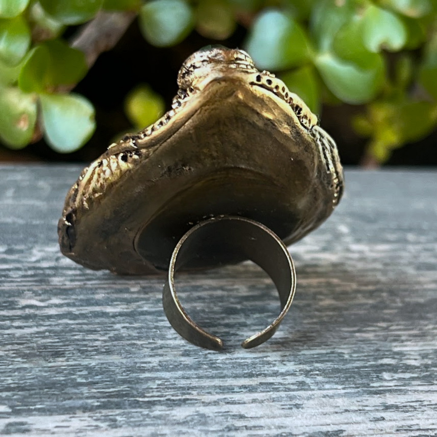 Large Malachite Green Stone Ring - Bold Statement Cocktail Ring
