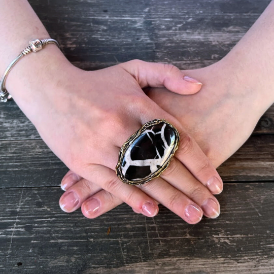 Black Obsidian & Septarian Protection Necklace,