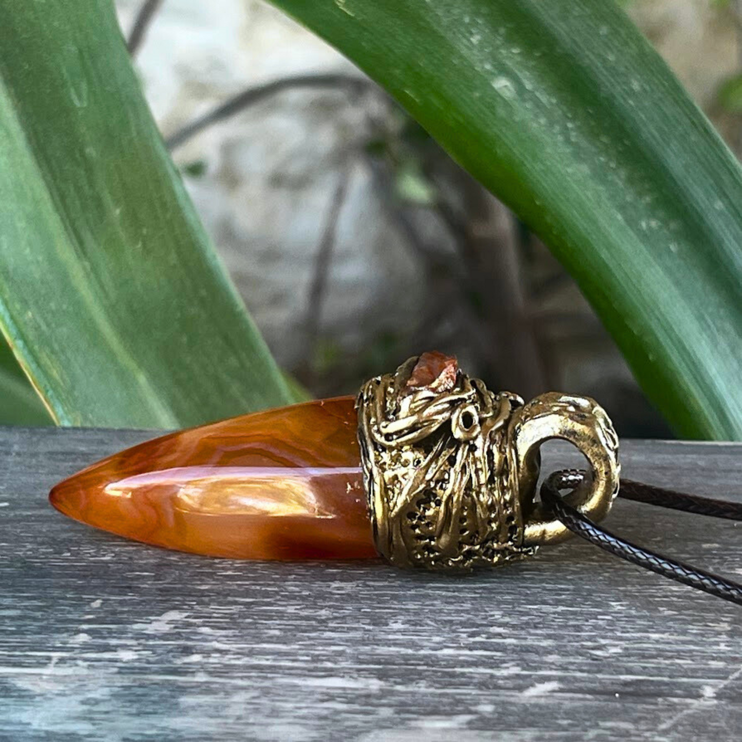 Carnelian Crystal Point Raw Stone Necklace