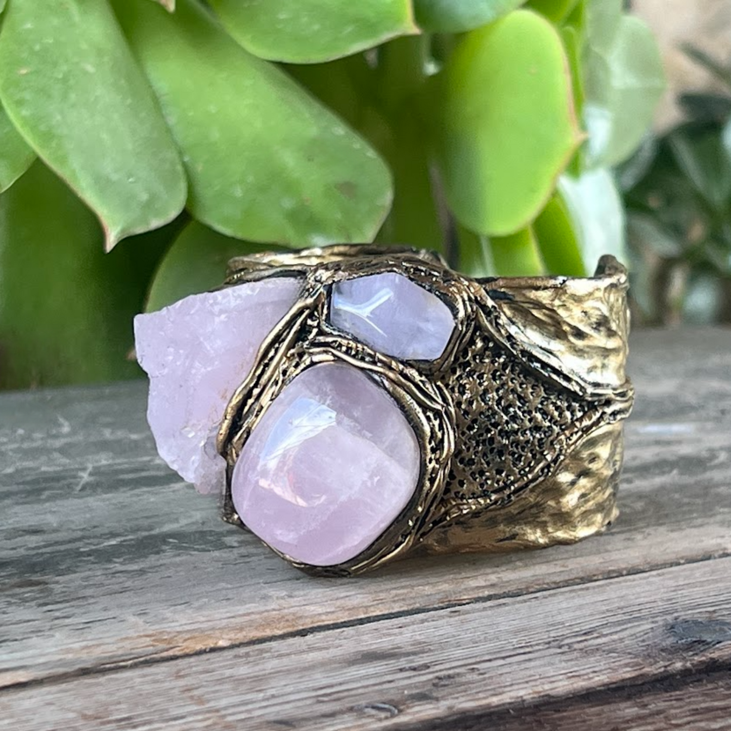Rose Quartz Statement Ring - Big Chunky Gemstone Ring