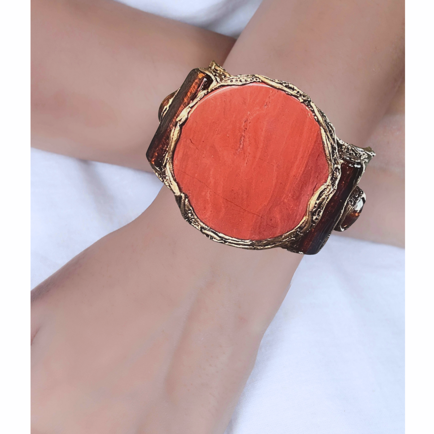 Huge Oversized Round Red Jasper Ring - Chunky Stone Statement Jewelry
