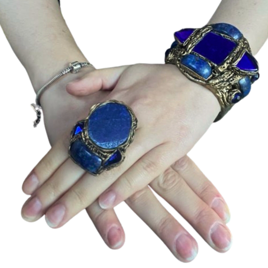 Chunky choker Lapis Lazuli collar, blue stone necklace