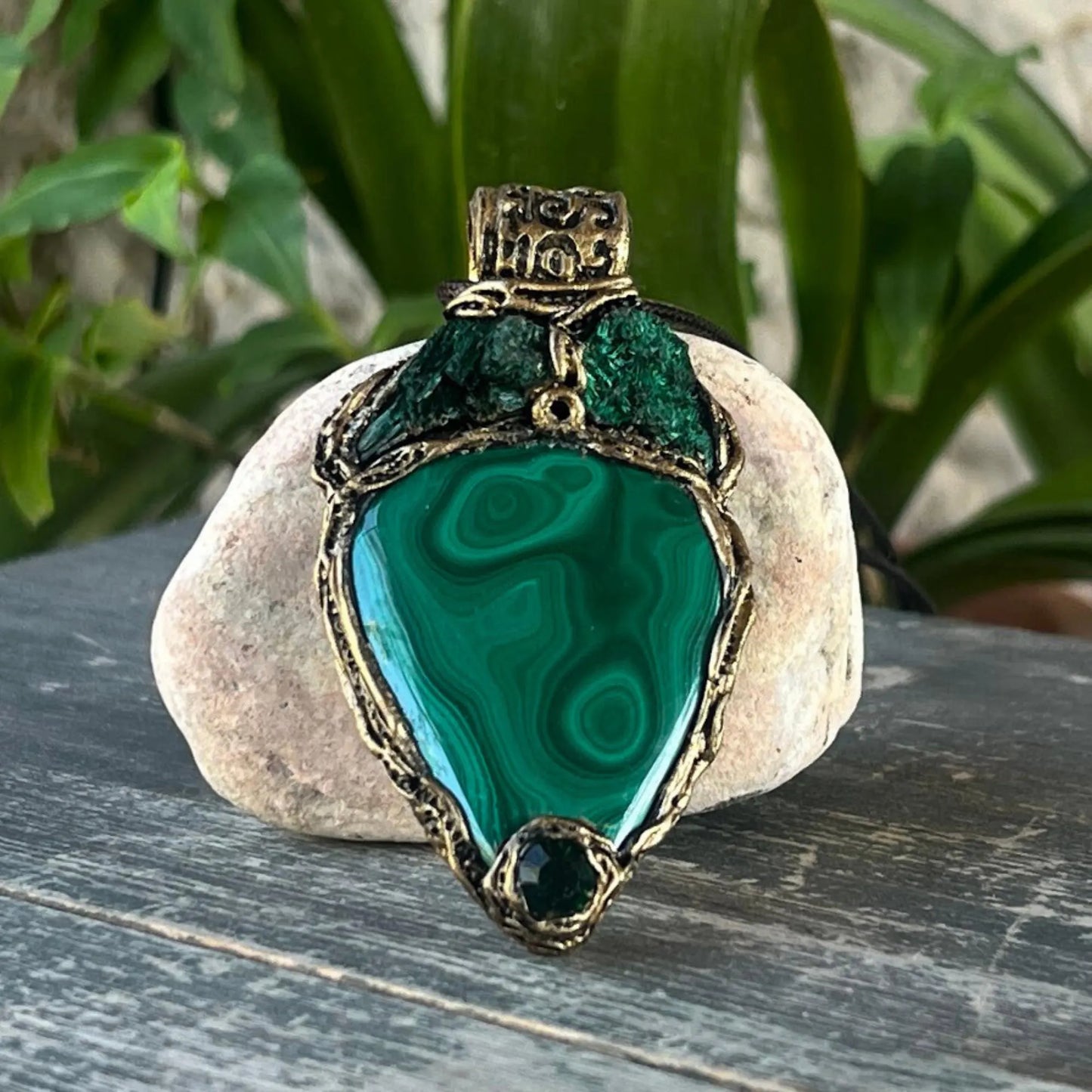 Malachite Large Cuff Bracelet - Chunky Green Gemstone Jewelry