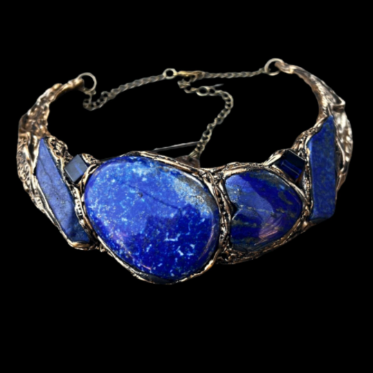 Chunky choker Lapis Lazuli collar, blue stone necklace