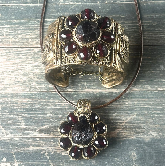 Raw Garnet Crystal Chunky Ring, Big Stone Cocktail Ring