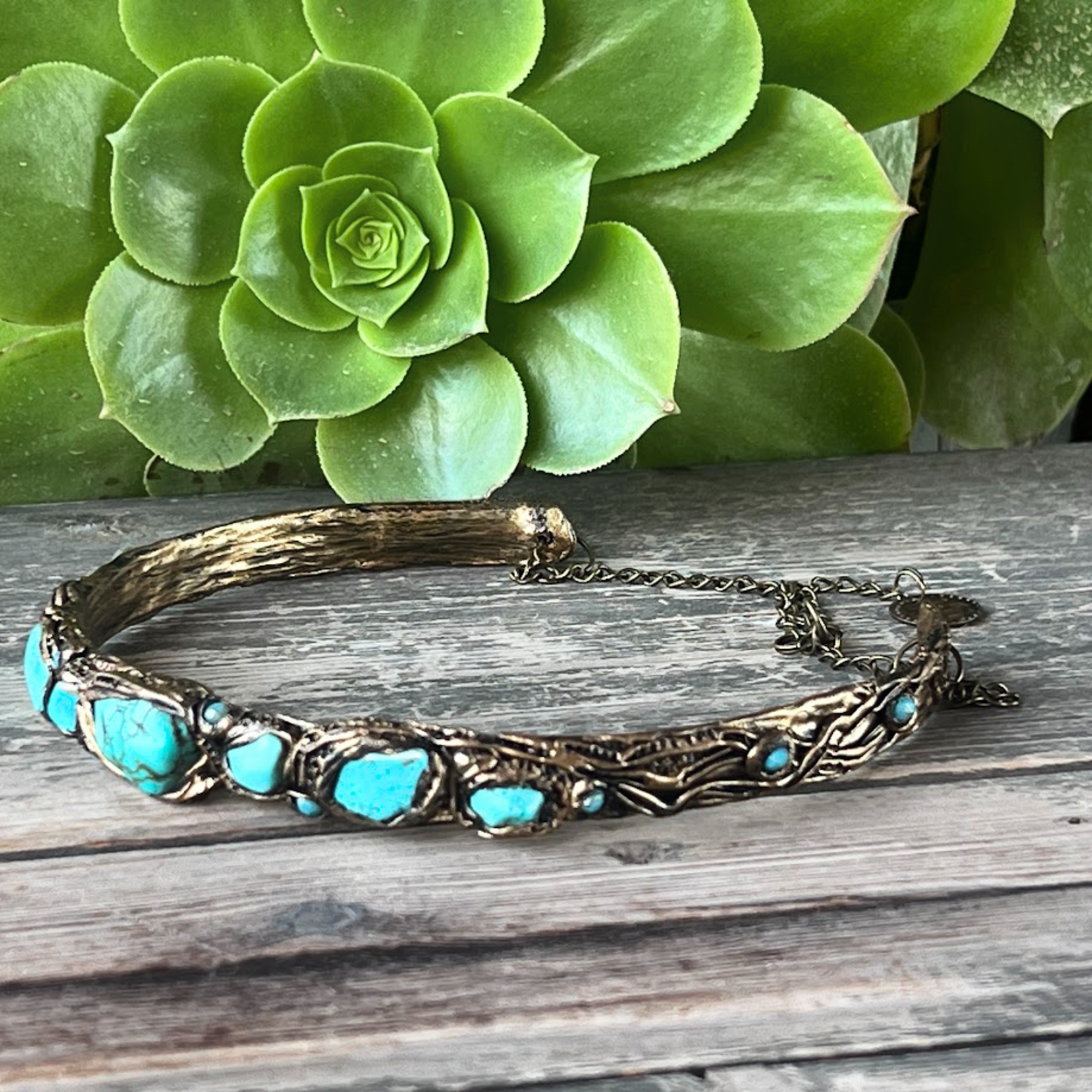Turquoise Choker Necklace – Handmade Statement Crystal Jewelry