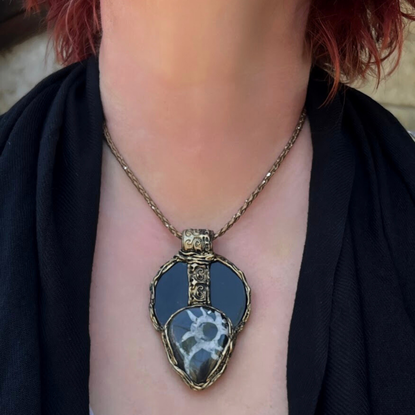 Black Obsidian & Septarian Protection Necklace,