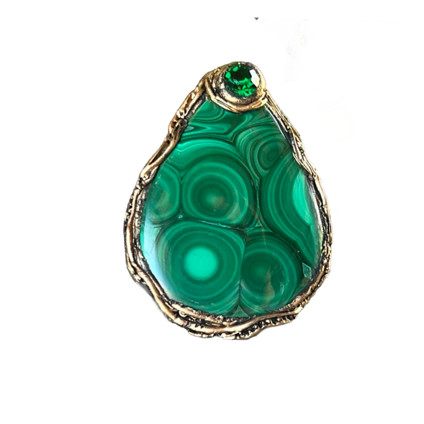 Large Malachite Green Stone Ring - Bold Statement Cocktail Ring