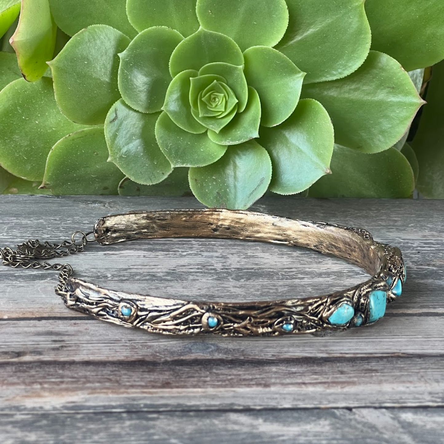 Turquoise Choker Necklace – Handmade Statement Crystal Jewelry