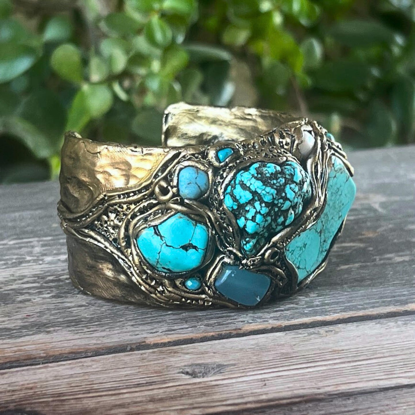 Turquoise bracelet, gemstone Boho cuff