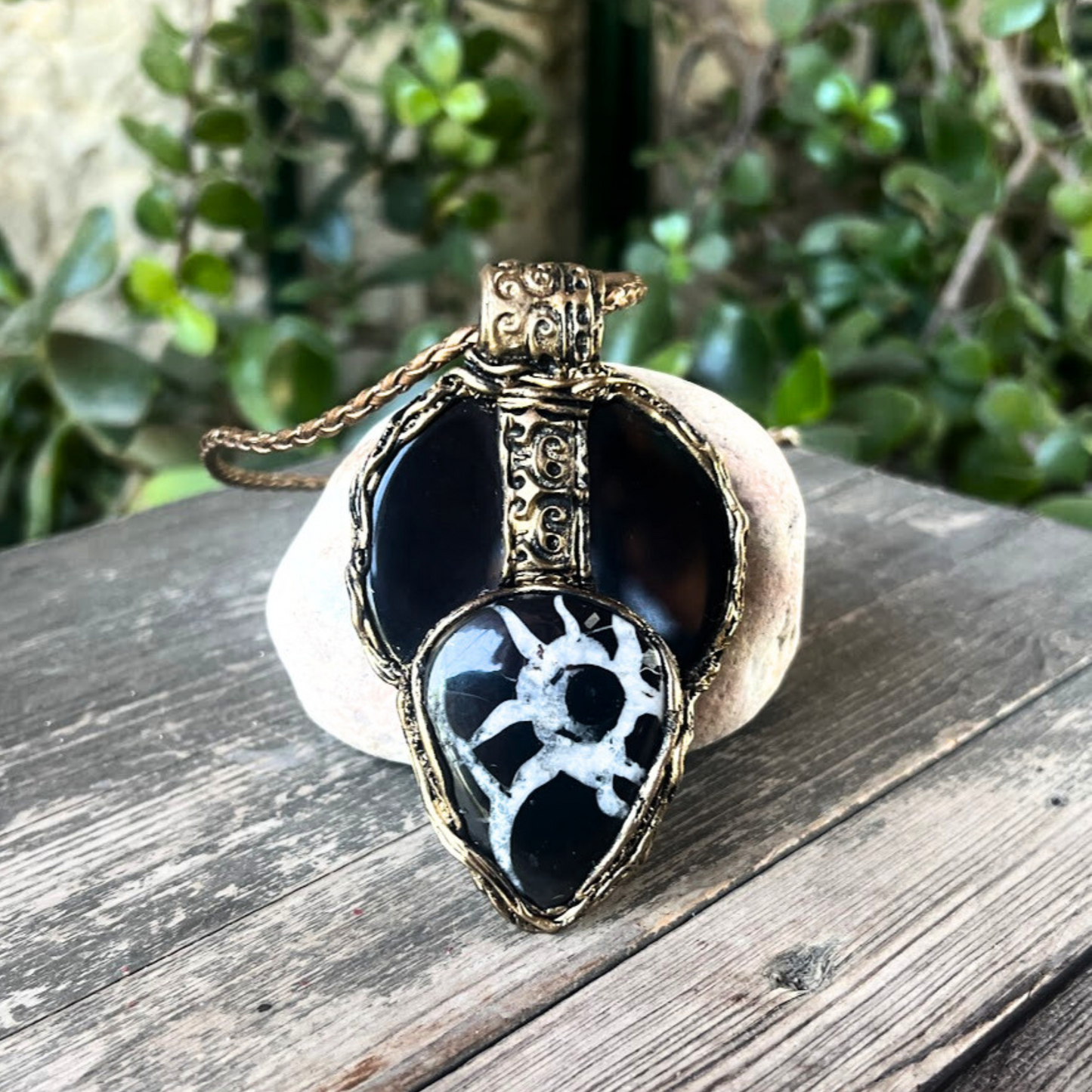 Black Obsidian & Septarian Protection Necklace,
