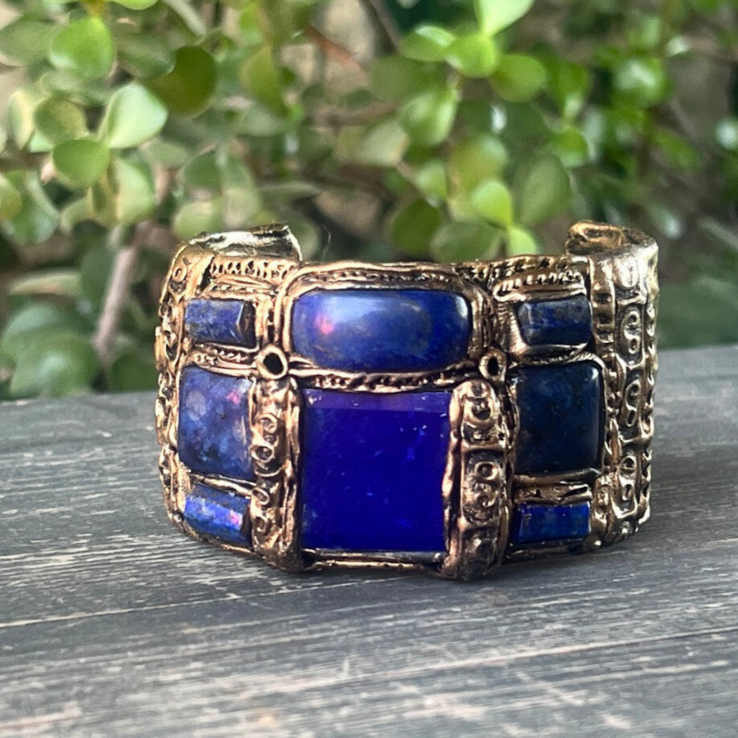 Chunky Lapis Lazuli Blue Square Ring - Unique Gemstone Statement Jewelry