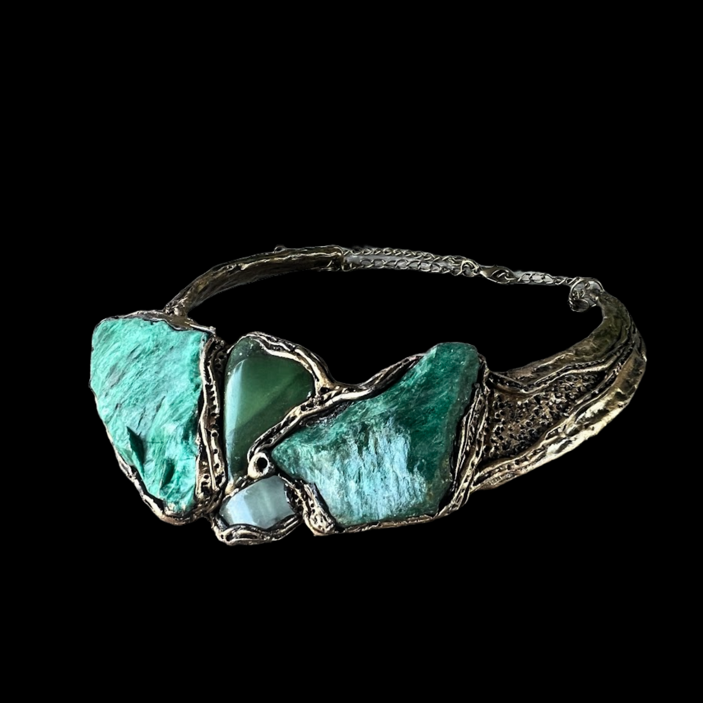 Green Gemstone Chunky Choker Collar Necklace | Aventurine & Buddstone Jewelry