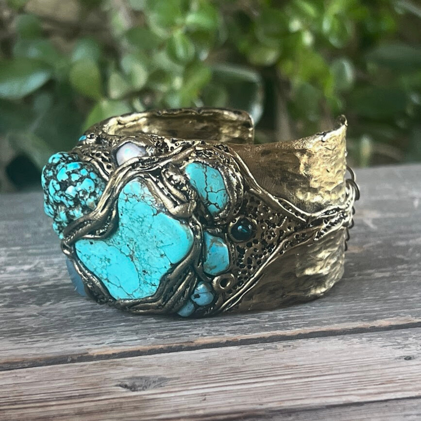 Turquoise bracelet, gemstone Boho cuff
