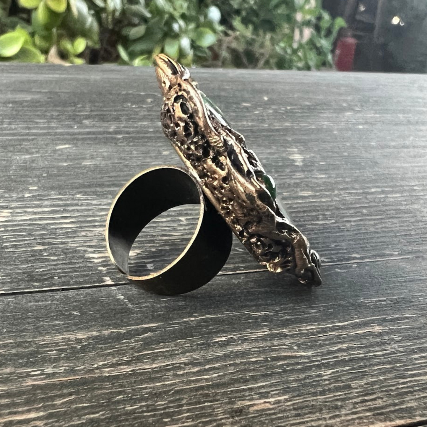 Green Malachite Large Stone Chunky Ring, Bold Statement Cocktail Ring