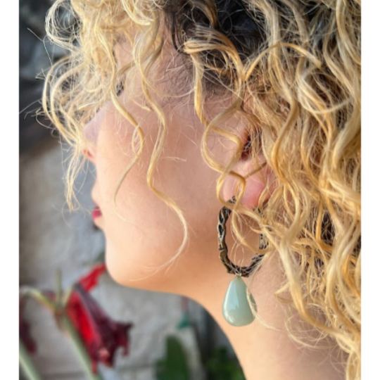 Green Stone Chunky Ring with Aventurine, Boho Cocktail Statement