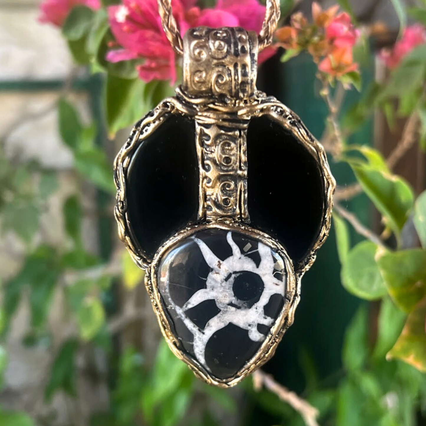 Black Obsidian & Septarian Protection Necklace,