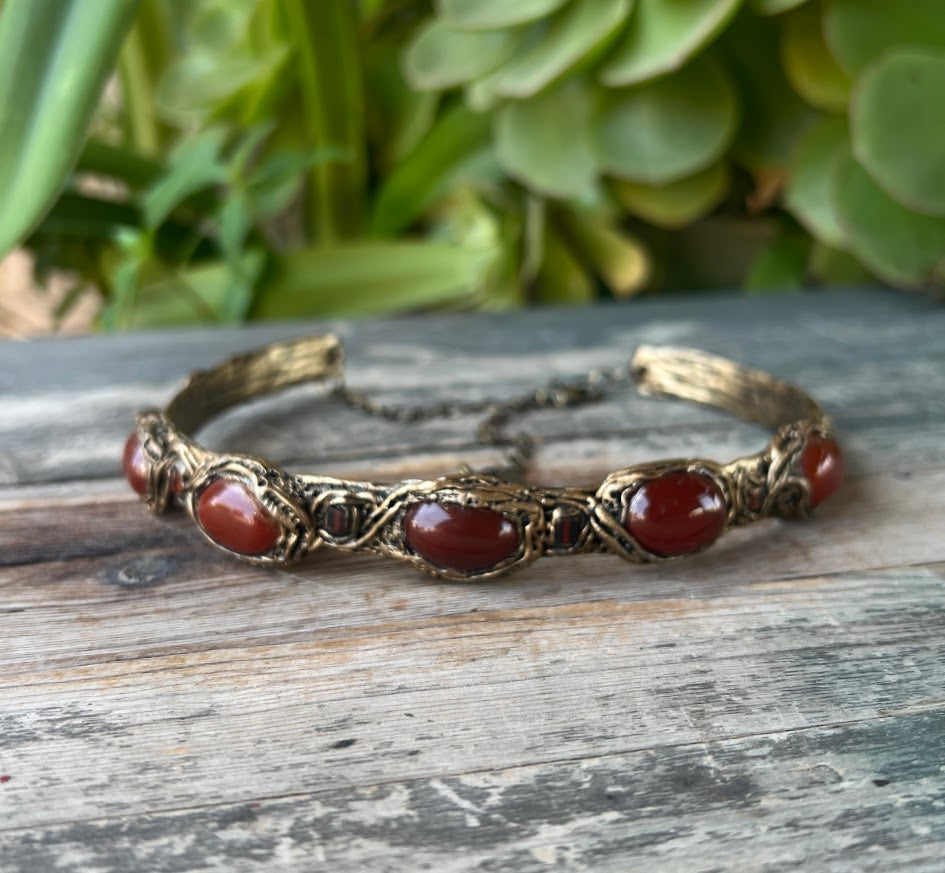 Carnelian Choker Gemstone Necklace - Statement Crystal Jewelry