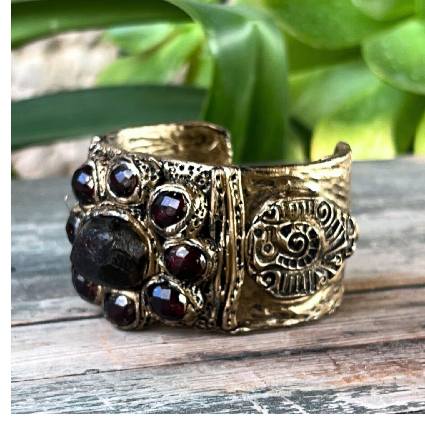 Chunky Garnet Hoop Earrings - Statement Crystal Jewelry