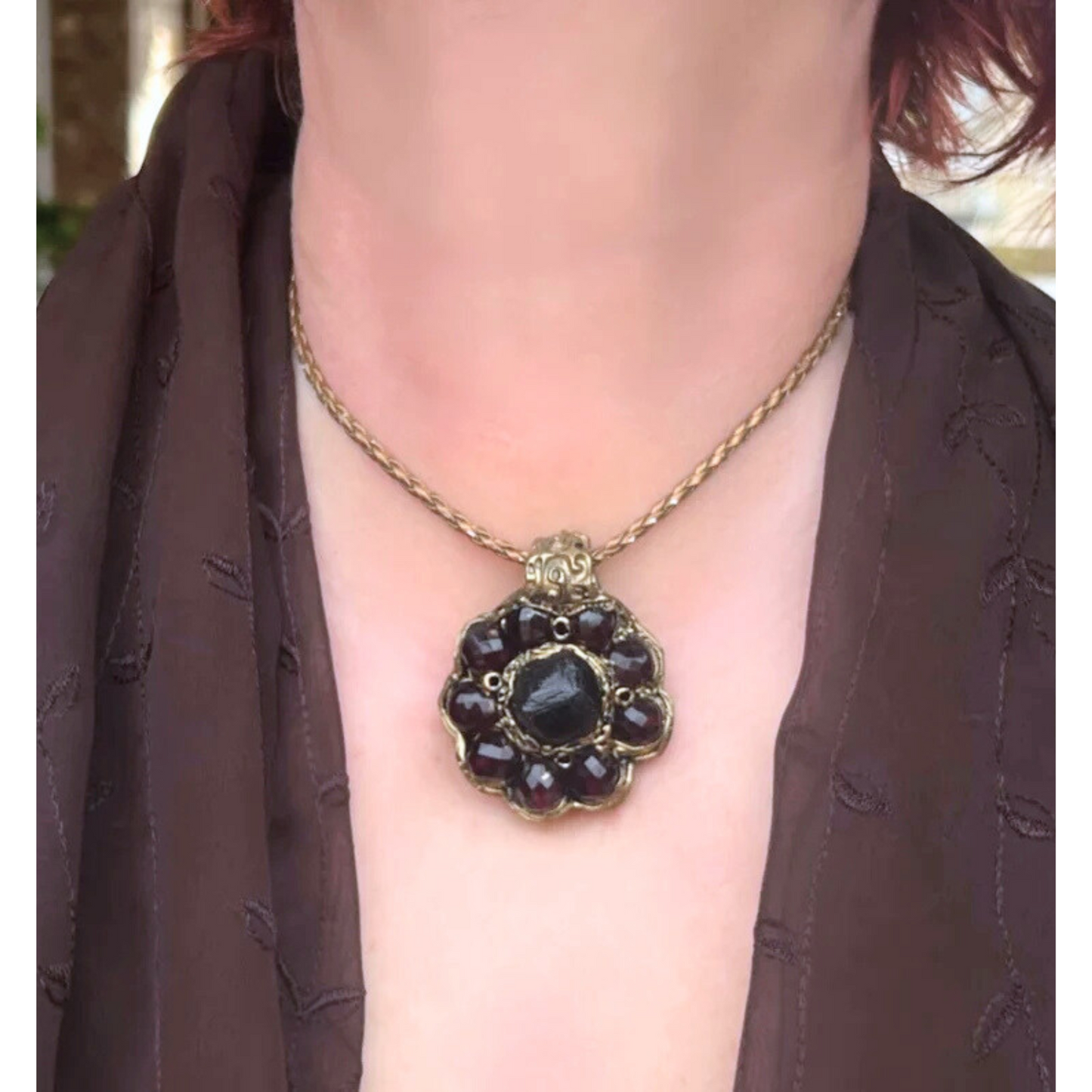 Raw Garnet Crystal Pendant Necklace – Natural Gemstone Amulet