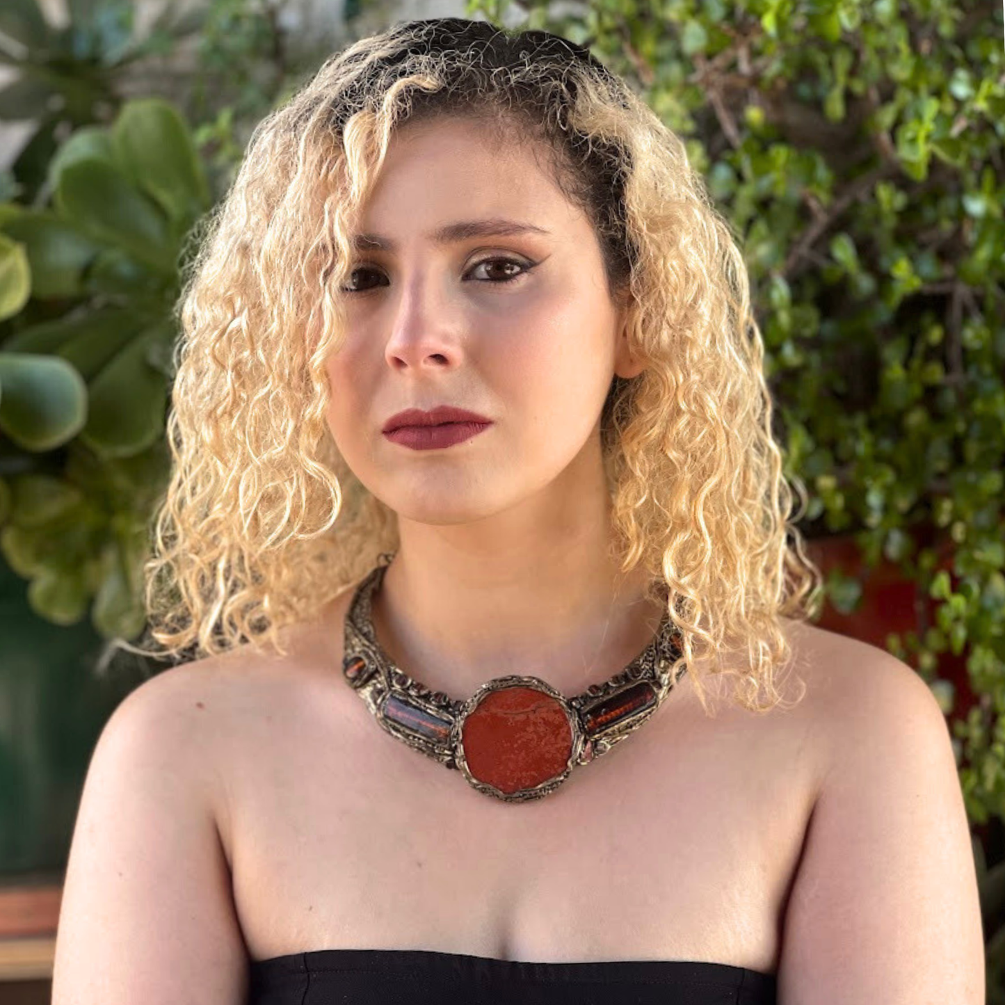 Red Jasper Murano Glass Statement Choker - Chunky Collar Necklace