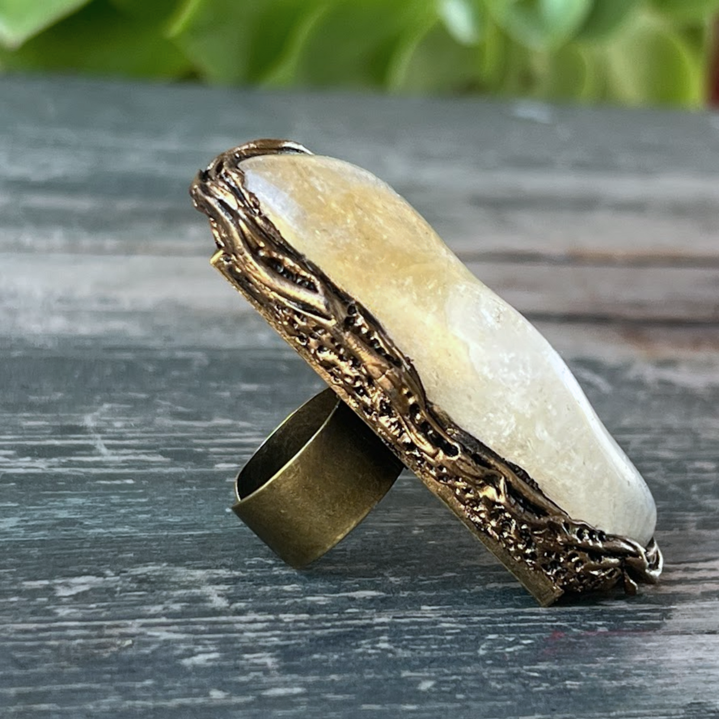 Chunky Citrine Crystal Ring for Prosperity