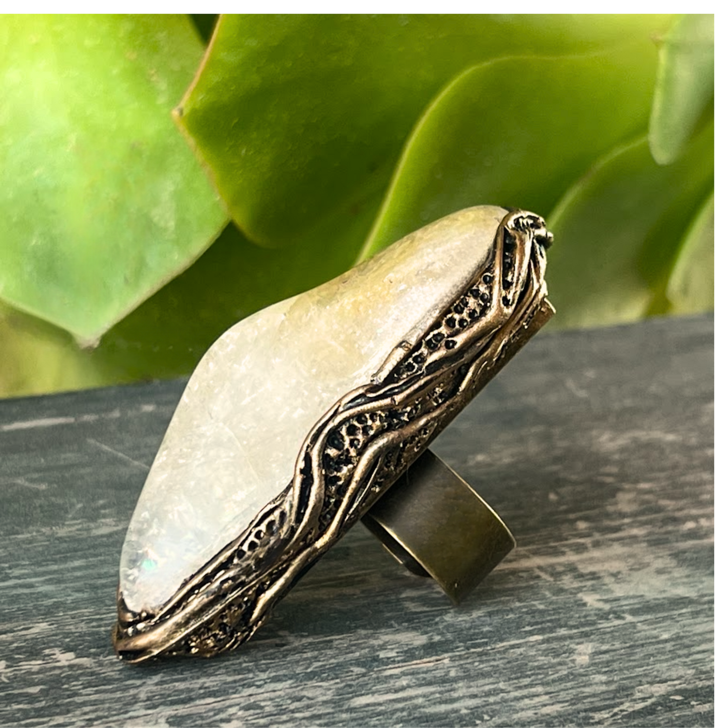 Chunky Citrine Crystal Ring for Prosperity