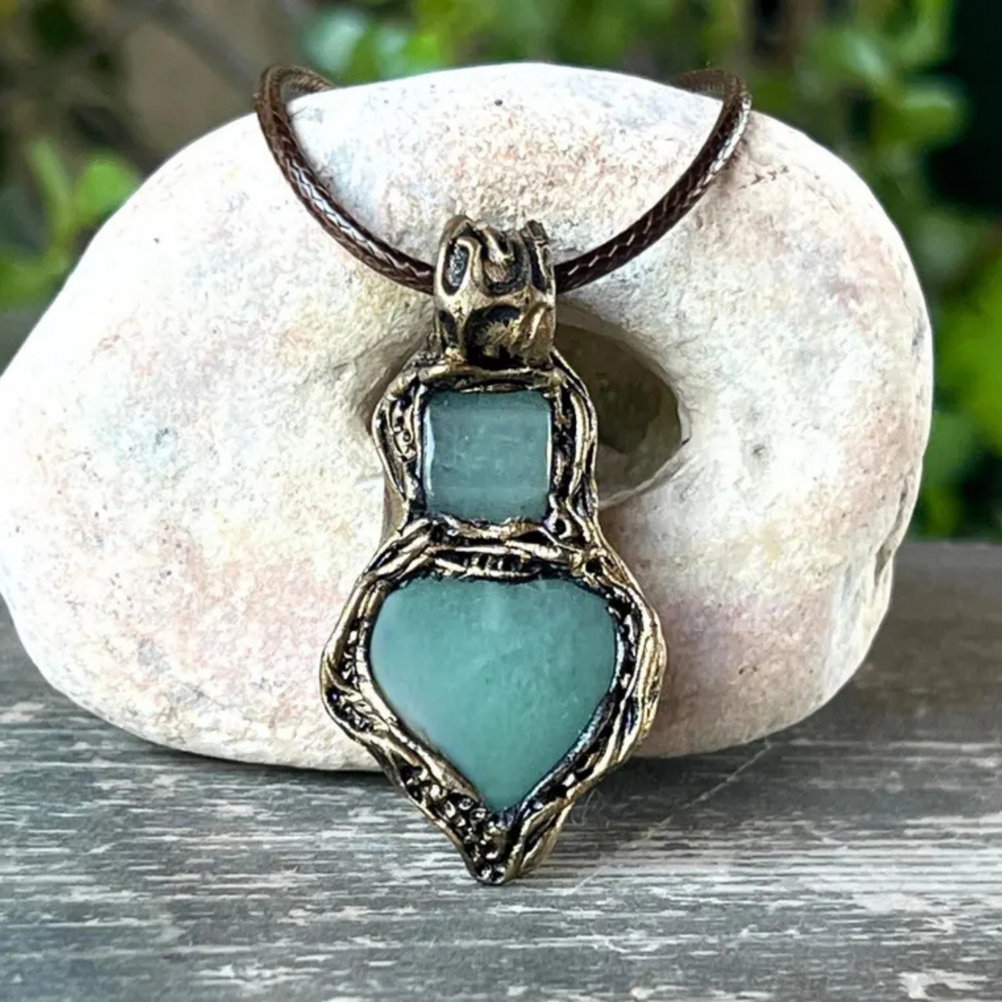 Green Stone Chunky Ring with Aventurine, Boho Cocktail Statement