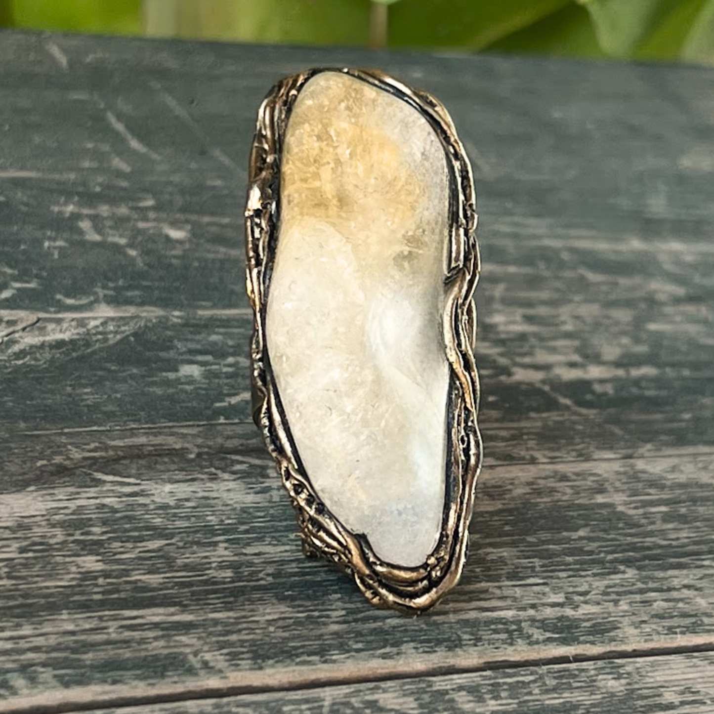 Chunky Citrine Crystal Ring for Prosperity