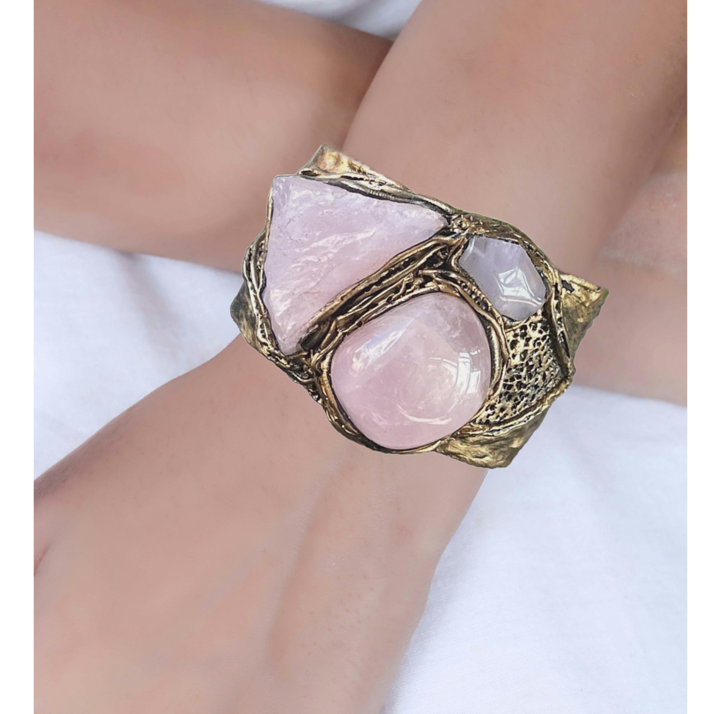 Rose Quartz Statement Ring - Big Chunky Gemstone Ring