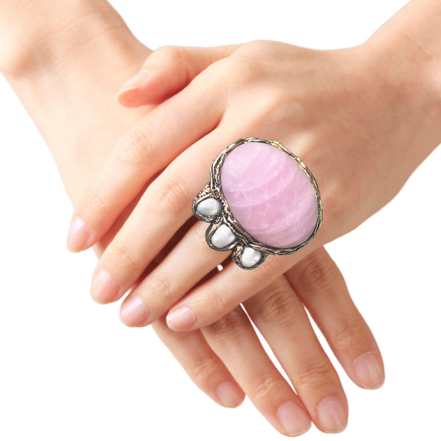 Rose Quartz Necklace with Peach Agate - Healing Crystal Pendant