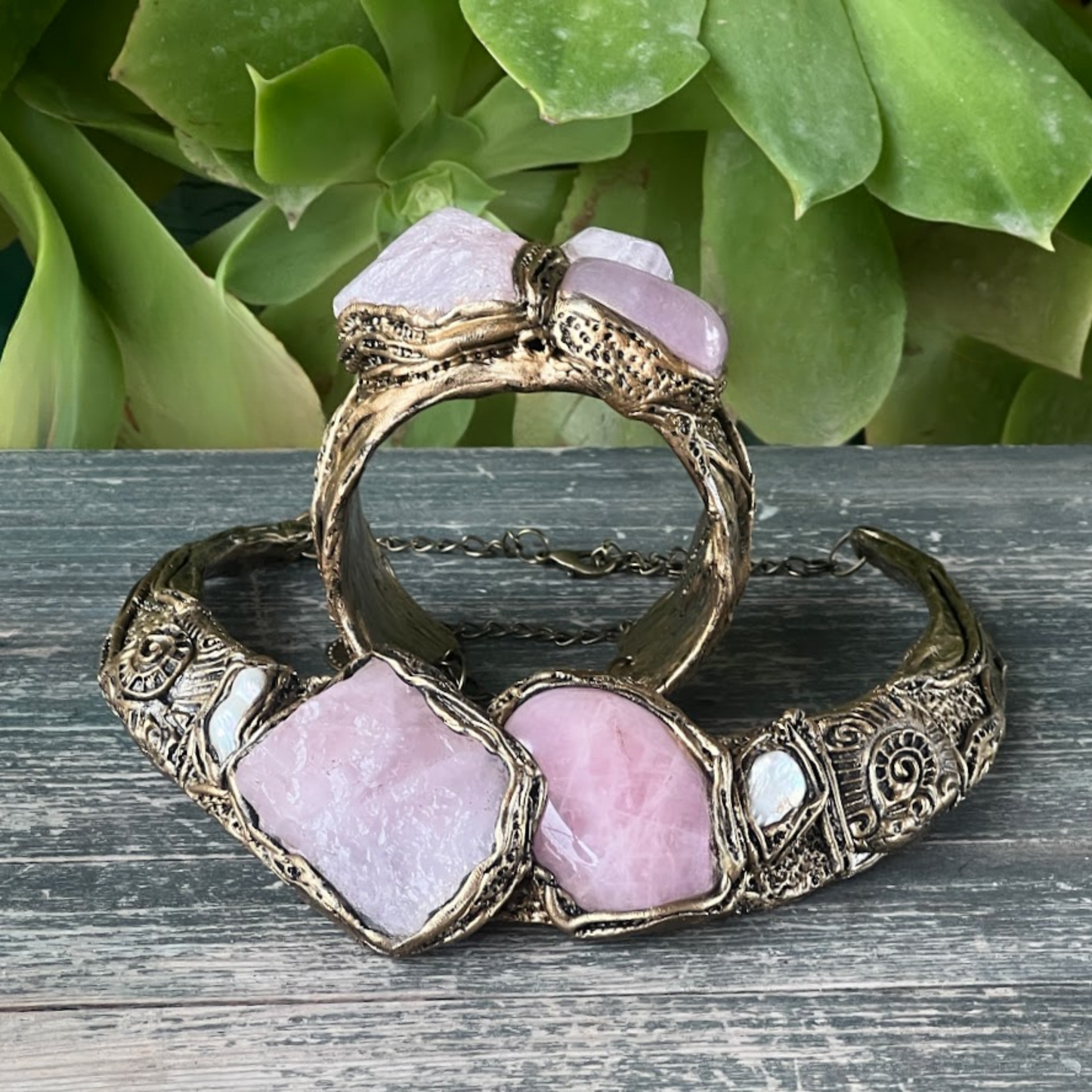 Rose Quartz Statement Ring - Big Chunky Gemstone Ring