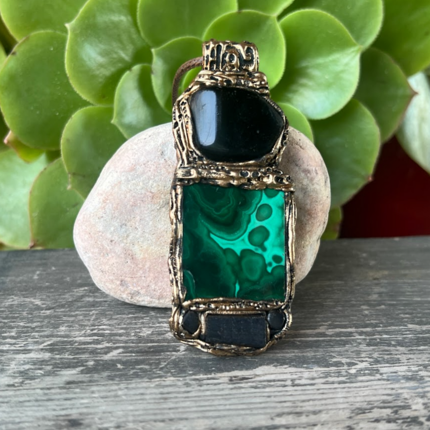 Malachite & Jade Green Earrings, Gemstone Statement Clip On
