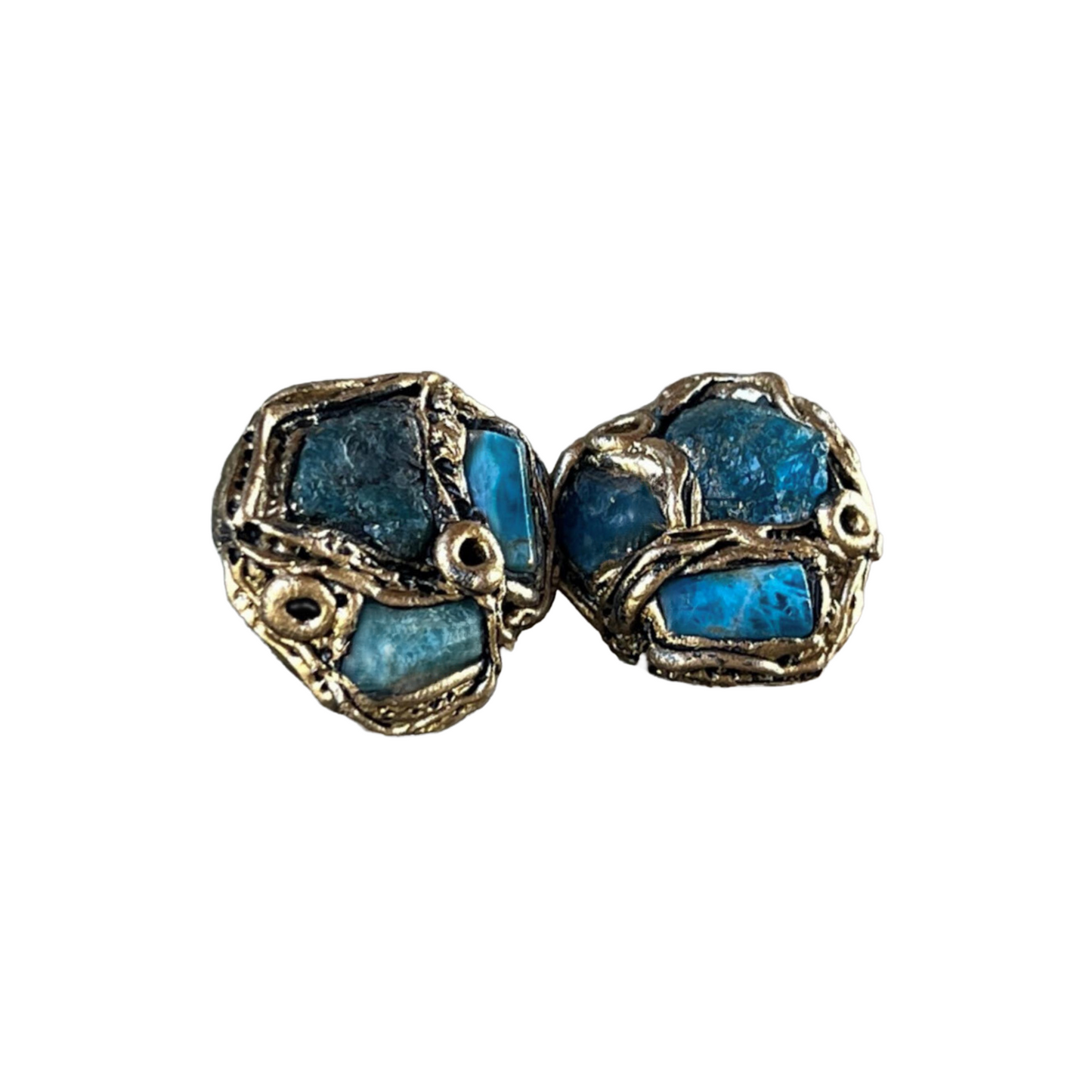 Blue Apatite Stud Earrings - Raw Gemstone Jewelry