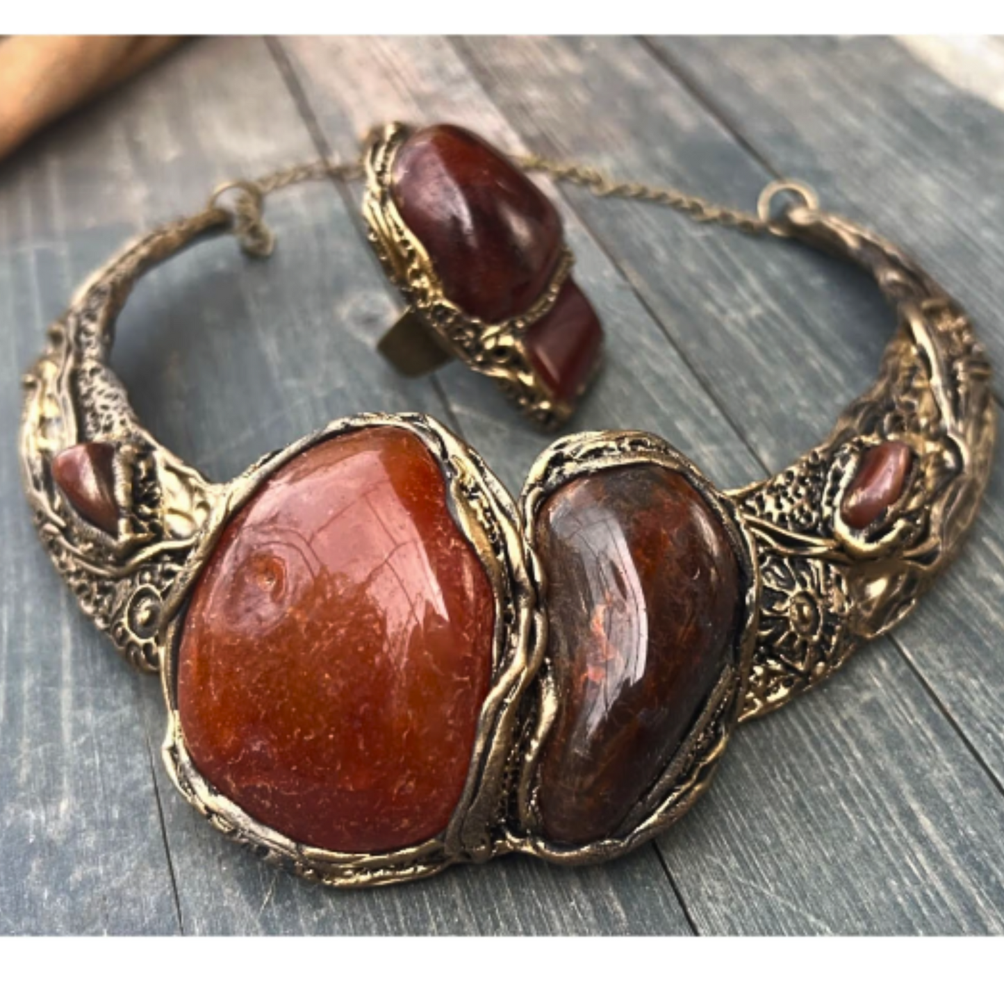 Carnelian Chunky Large Stone Ring, Big Statement Oversized Huge Cocktail Ring