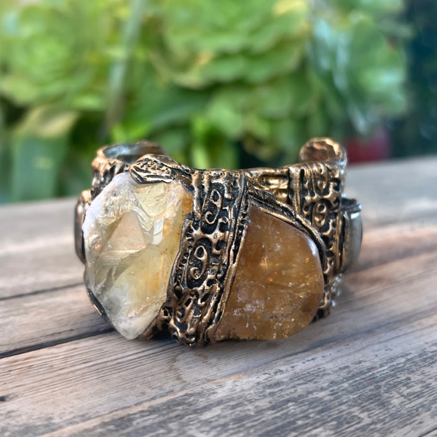 Statement Citrine Pendant Necklace - Bold Gemstone Chunky Jewelry