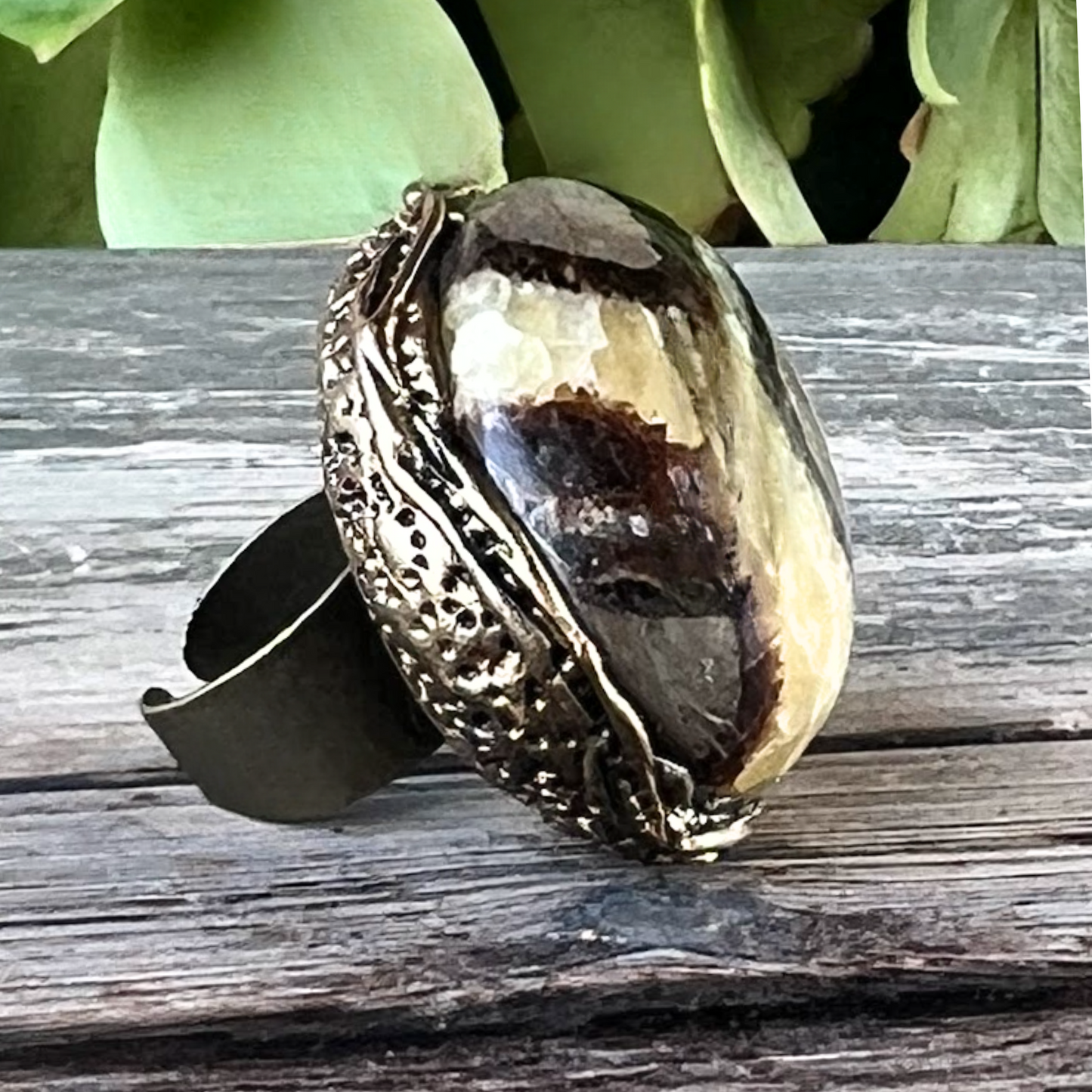 Septarian Chunky Gemstone Ring - Statement Crystal Jewelry